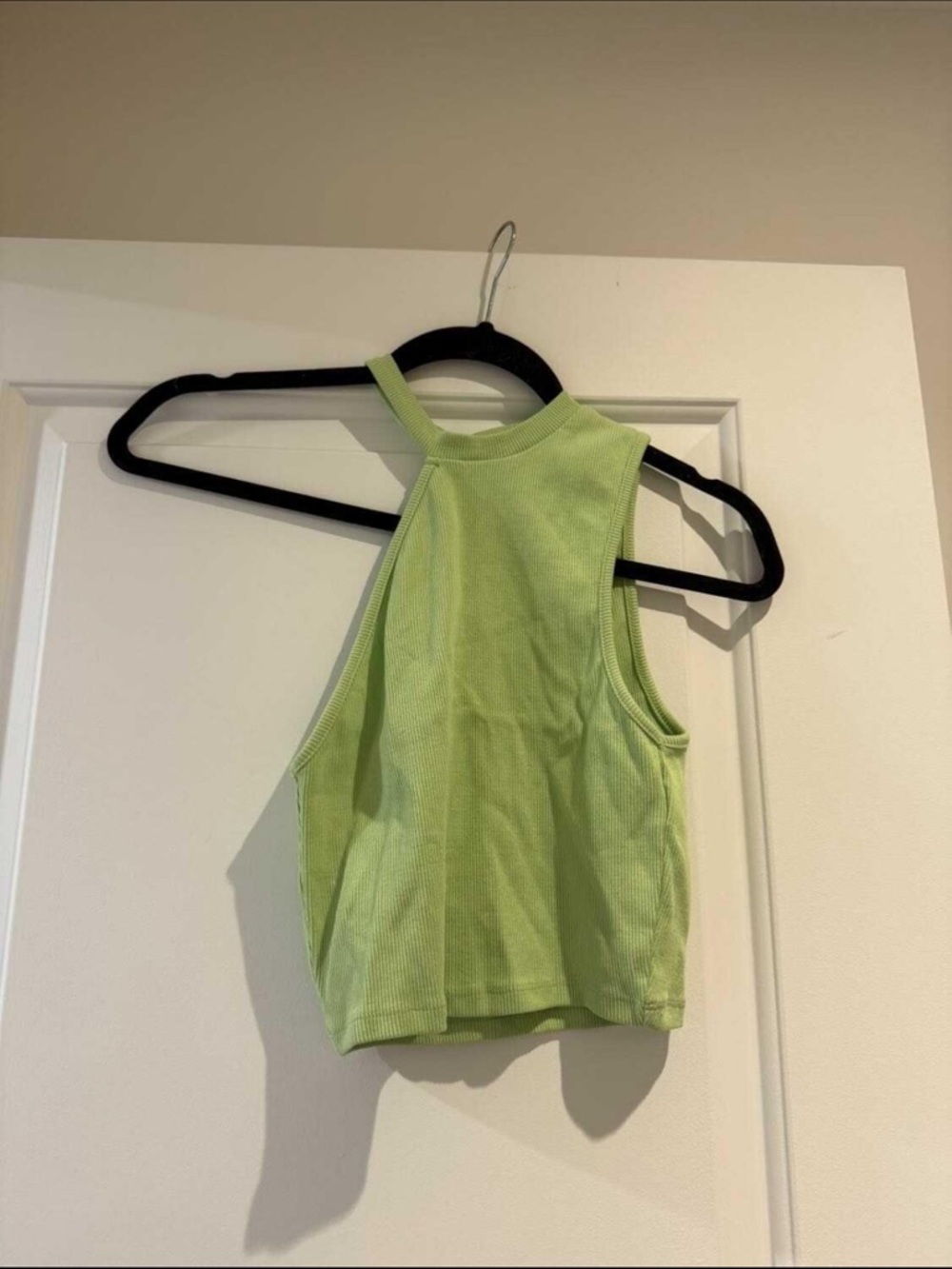 Zara High-Neck Cropped Tank Top - Light Lime Green